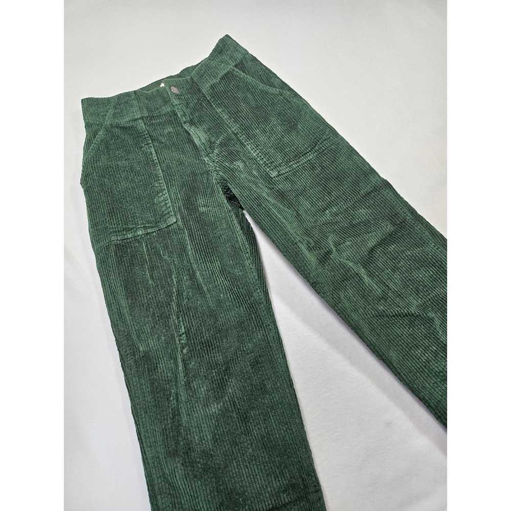 Pact Forest Green Organic Cotton Corduroy Straight Leg Utility Pants Womens Med - Picture 7 of 15